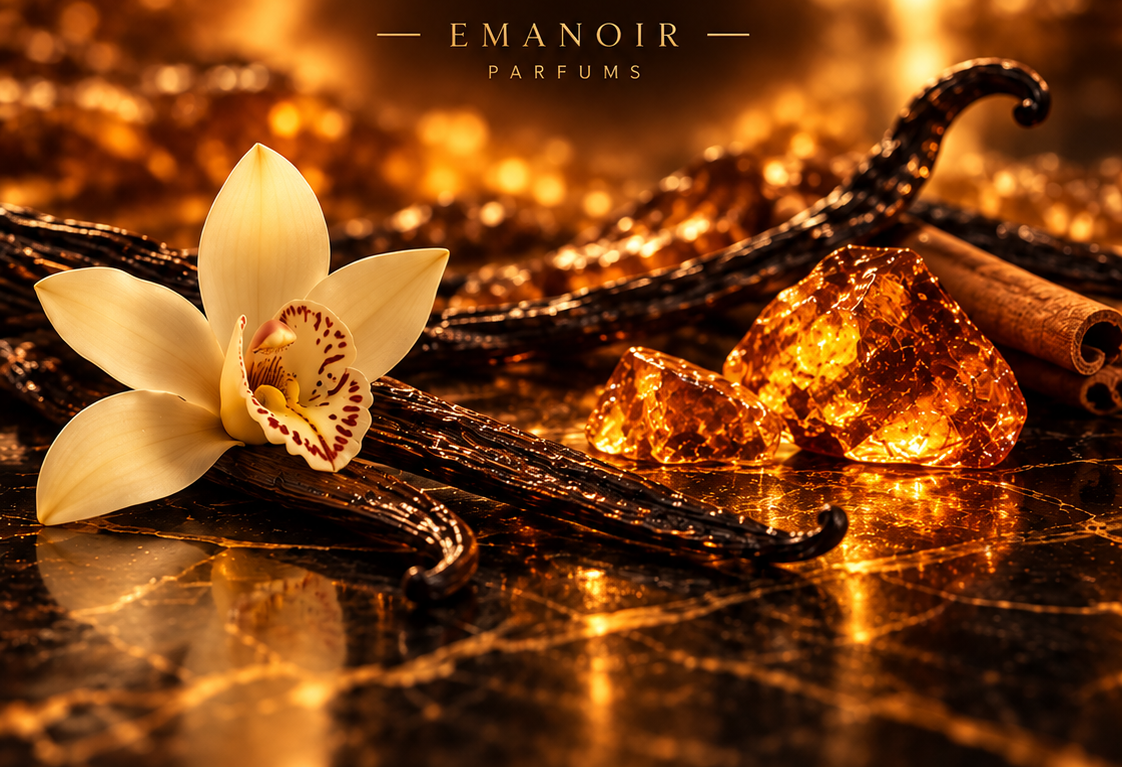 Vanilla Nights composition with vanilla, amber and cinnamon